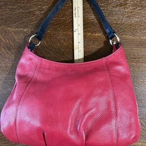 Italian Carpisa Red Pebble Leather Shoulder Hobo Bag